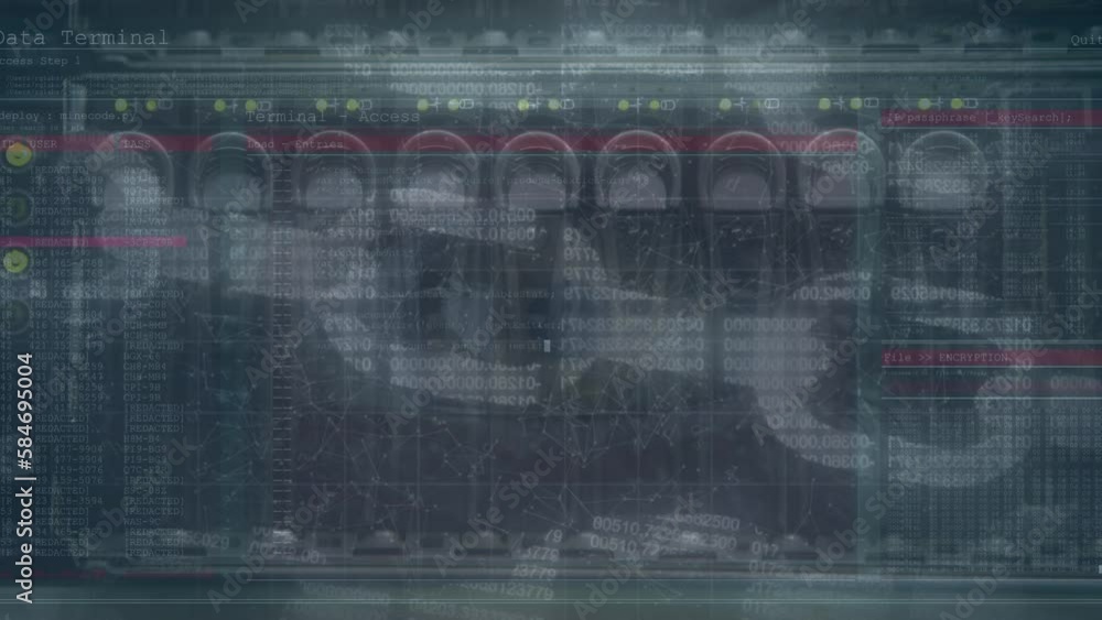 Poster animation of online security chain and data processing over server