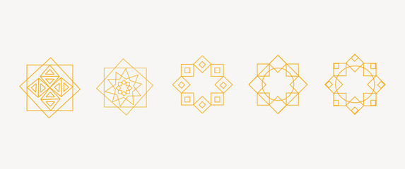 Vector Set of Logo Design Templates Abstract Symbols in Ornamental Arabic Style, Islamic Background.Ramadan Kareem