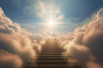 Fototapeta path to heaven, the concept of enlightenment or knowledge of faith in God, generative ai obraz