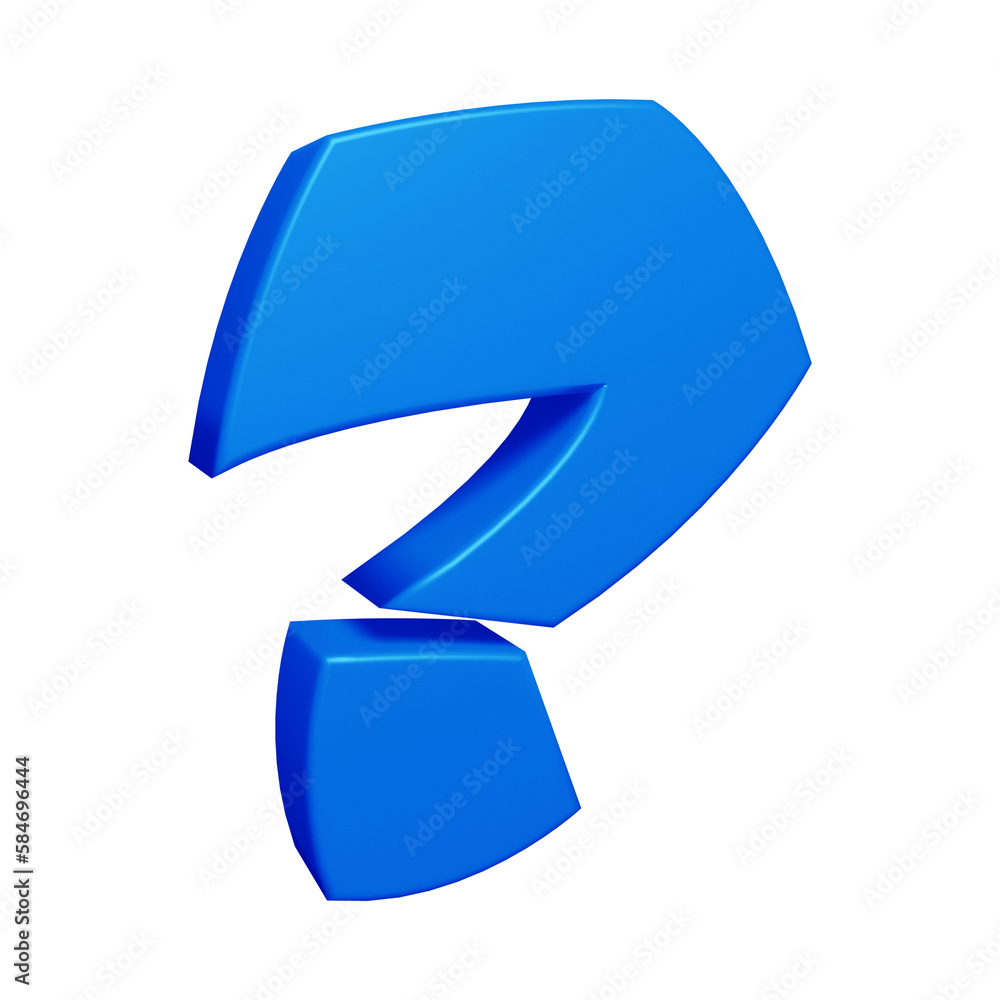 Aufkleber blue question mark or icon design in 3d rendering
