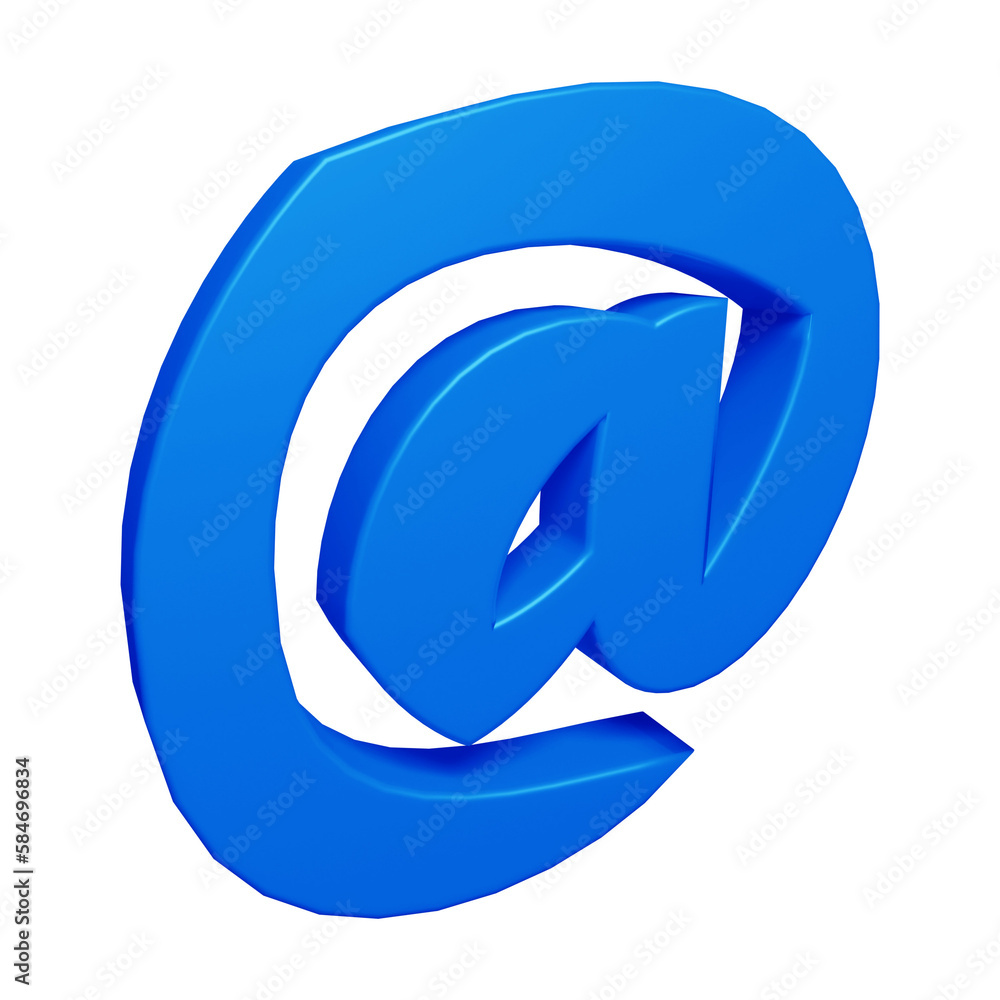 Poster blue email or at symbol design in 3d rendering