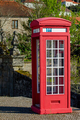 Montalegre, Portugal 10-03-2022: old telephone booth in Portugal.
