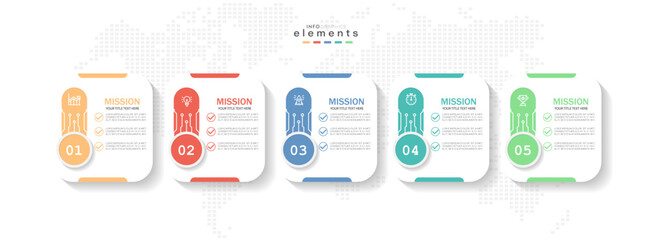 Infographic design template. timeline with icons and 5 options or steps. Can be used for process, presentations, layout, banner, web design vector illustration.
