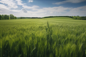 Obraz na płótnie Canvas Vast barley field in spring