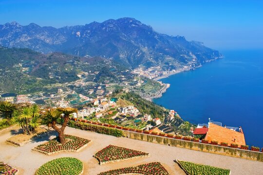 Ravello -  Villa Rufolo view, Amalfi Coast, Italy - Beautiful gardens and panoramic view