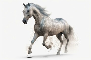 Fototapeta na wymiar 3d digital render of a rearing horse with transparent background. Generative AI