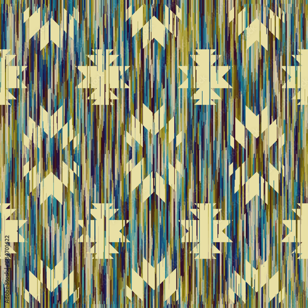 Poster Geometric abstract grunge vintage pattern. Aztec style. Seamless vector image.