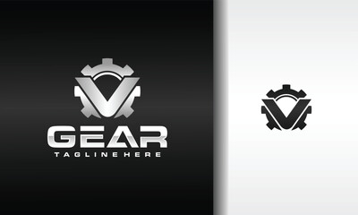 initial letter V gear logo