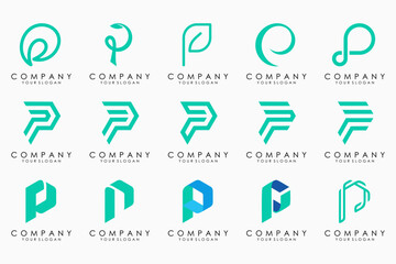 Set of letters P logo design. modern creative monogram icon design inspiration.