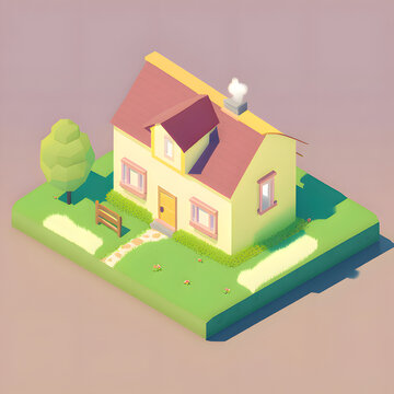 colorful isometric house vector detailed