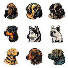 Obraz premium Dog Stickers Flat Icon Set Isolated On White Background