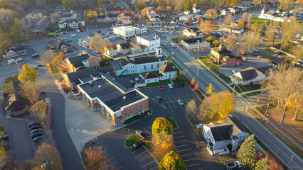 Penfield Road and Five Mile Line Street intersection in downtown Penfield with colorful fall...