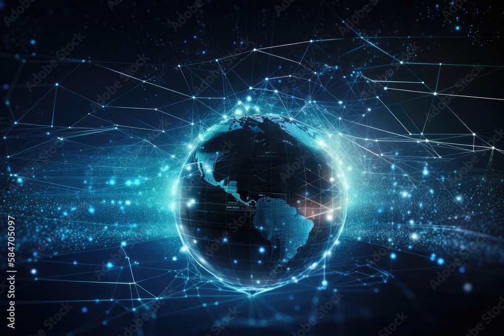 Poster concept of a global communication network. worldwide commerce. internet of things (iot). generative 