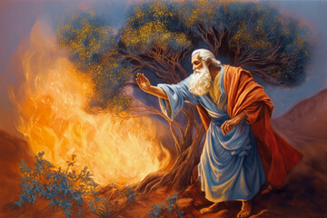  Moses and the Burning Bush: A Divine Encounter AI-Generated