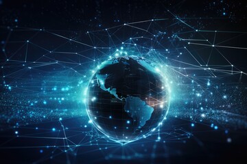 Obraz premium Concept of a global communication network. worldwide commerce. Internet of Things (IoT). Generative AI