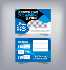 Car Wash Postcard Design Template, automobile Post Card.