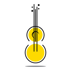 guitar icon with two circles and strings, vector logo icon