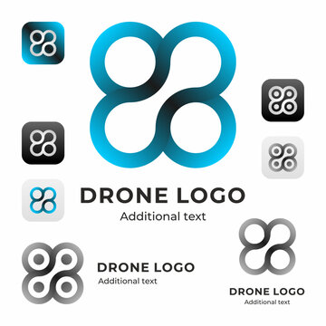 Drone logo and stylish modern icon set