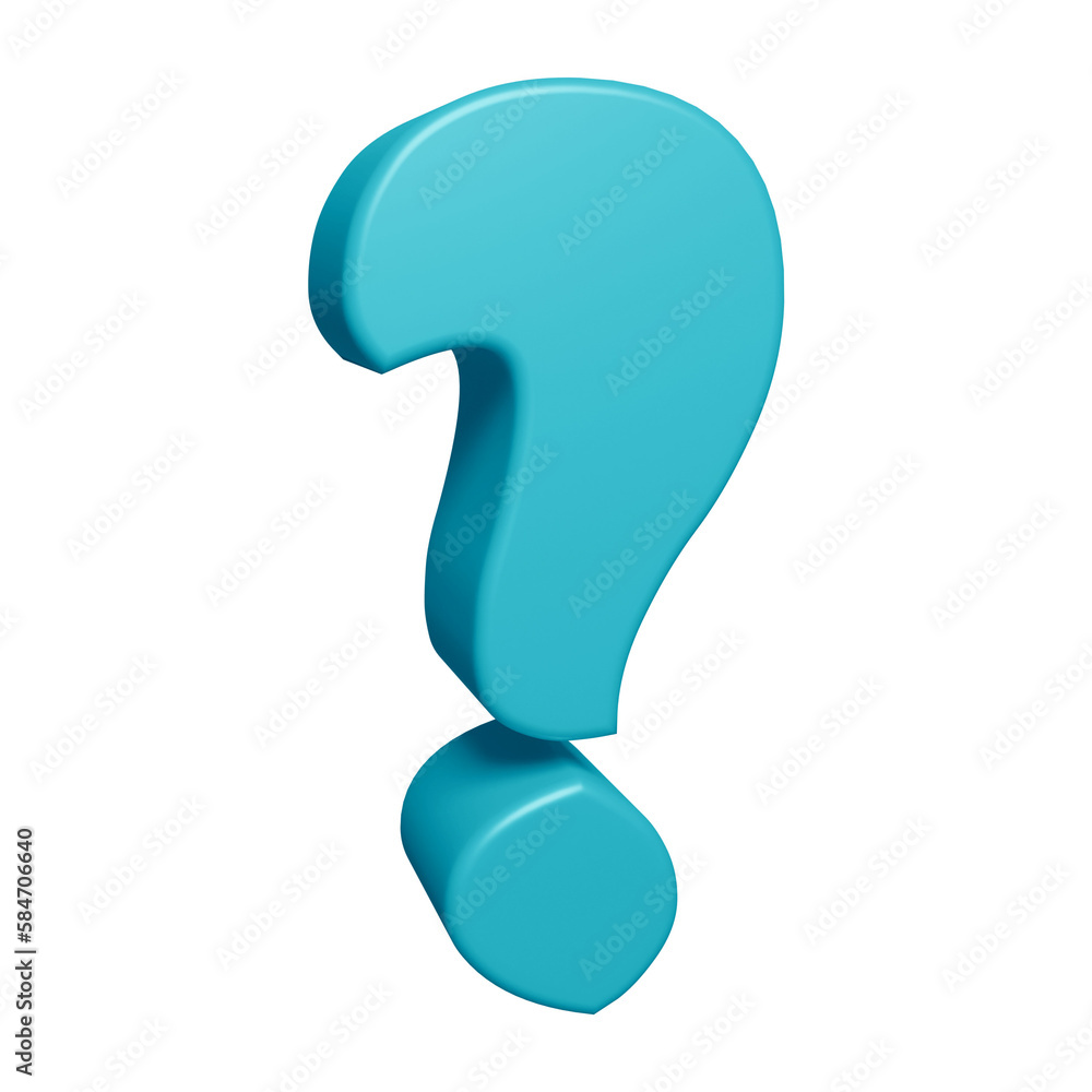 Poster blue question mark or icon design in 3d rendering