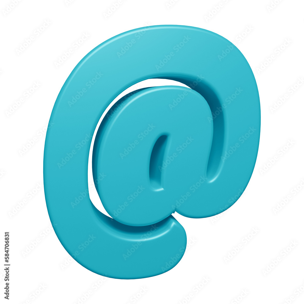 Poster blue email or at symbol design in 3d rendering
