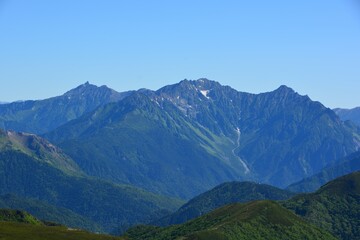 乗鞍岳から望む穂高岳と槍ヶ岳