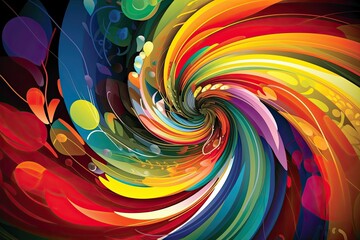 Abstract Paint Fractal Pattern in Vibrant Colours - Artistic Wallpaper Design: Generative AI