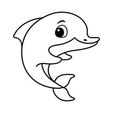 Doodle Dolphin Coloring Page Cartoon Vector Illustration