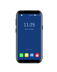 Home screen smartphone interface, colorful icons, vector template.