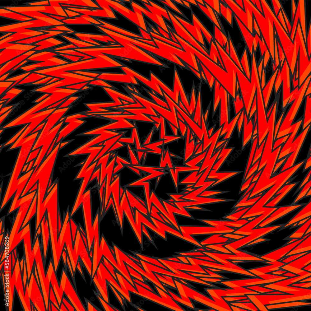 Poster abstract background with multiple spiral spike line pattern. hot magma background