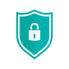security shield icon with lock, shield logo in flat style