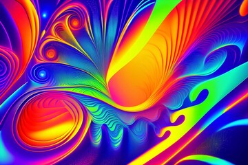 Beautiful colorful abstract background, x-ray wave magic, clear bright neon - generative ai