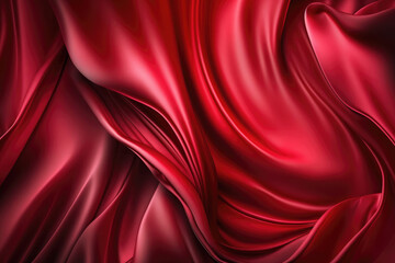 Fototapeta na wymiar AI generated beautiful elegant red soft silk satin fabric background with waves and folds