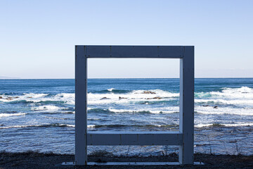 square frame on the beach