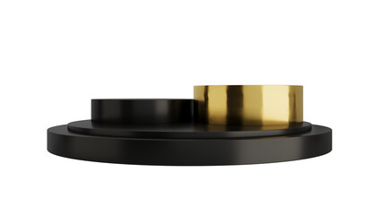 Black Gold Luxury Podium Product Display Stand On Transparent Background Minimal Showcase. 3D Render Illustration