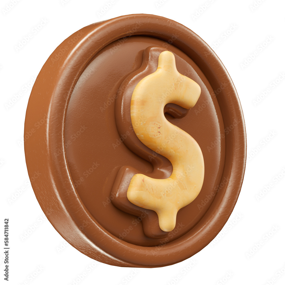 Wall mural money symbol icon with chocolate texture in realistic 3d render