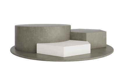 Podium Product Display Stand On Transparent Background Minimal Showcase. 3D Render Illustration