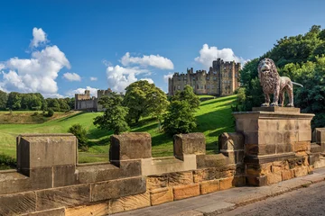 Foto op Canvas The Lion Bridge over the River Aln in Northumberland, with Alnwick Castle in the background.  © Jim