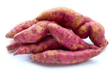Sweet potato on white background.