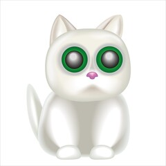 white cat with green eyes