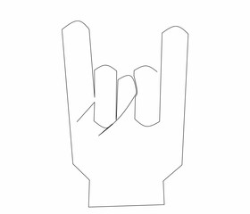 hand finger one line style illustration with metal icon