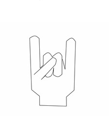 hand finger one line style illustration with metal icon