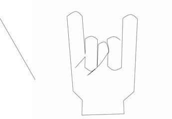 hand finger one line style illustration with metal icon