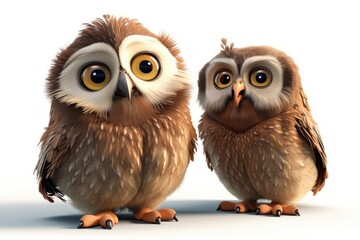 Fototapeta premium two owls sitting on a branch