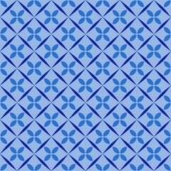 Fototapeta premium Blue shade seamless flowers pattern background.