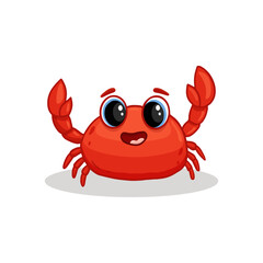 cartoon red crab isolated on white background. Cute crab, character for your design.Vector illustration