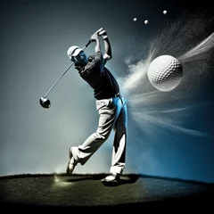 Poster Golfer in golf swing created with Generative AI technology © Inmaculada