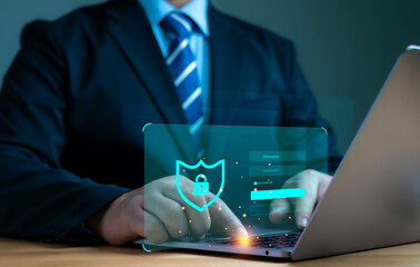 Cybersecurity concept. User privacy security and encryption.Secure internet access Future technology and cybernetics screen.Cyber security data protection business technology privacy concept.