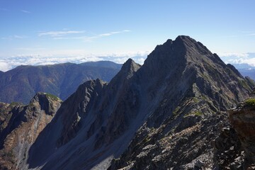 前穂高岳の荒々しい岩稜