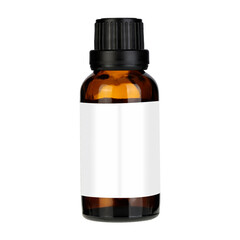 Blank label pharmaceutical amber bottle Mock-Up, isolated. High resolution photo.