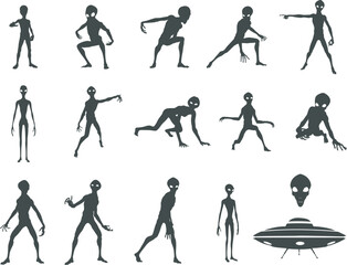 Fototapeta na wymiar Alien SVG cut file, Alien silhouette, Alien face svg, Alien space silhouette, Alien vector, Alien UFO silhouette